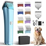 FuzzyFix Professional Dog Grooming Clipper with Replacement Blade, 5-in-1 Adjustable A5 Blade Cordless Pet Grooming Kit 2 Speed Trimmer Hair Shaver with Detachable Metal Combs Nova for Animal Horse