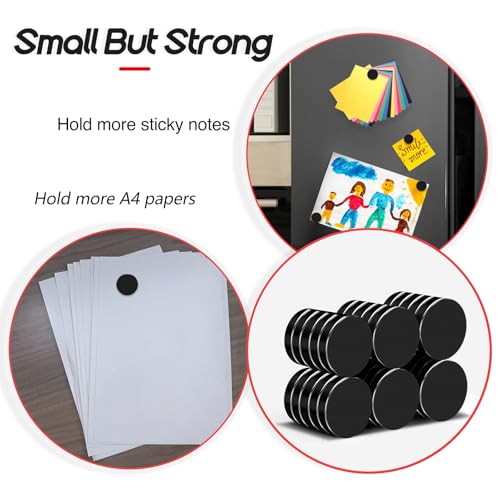 Image of 30Pcs Small Magnets, 18x3mm Round Black Refrigerator Magnet | Fridge Magnets for Crafts Kitchen