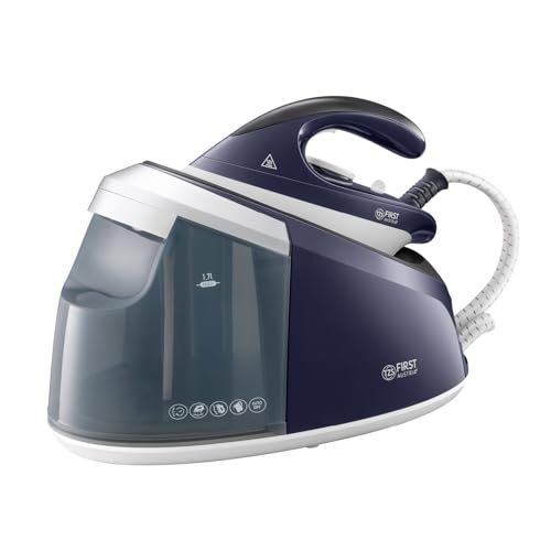 TZS First Austria - Plancha con caldera 3000W presión 6bar y depósito de agua de 1,7L - Estación de vapor con suela de cerámica protectora, vapor vertical y descalcificación autolimpiante