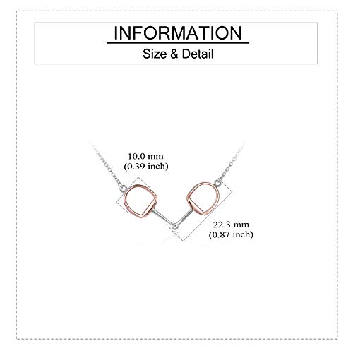 Hukkun Horse Necklace 925 Sterling Silver Horseshoe Snaffle Pendant Necklace ▏Horse Gift For Women (Rose Gold&Silver) #TOP3