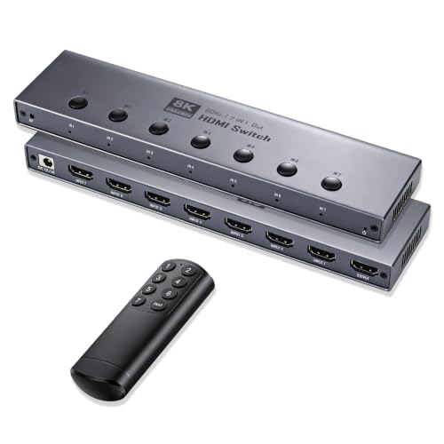 Image of 8K HDMI Switch 7 in 1 Out, HDMI 2.1 Switcher 7 in 1 Out with IR Remote