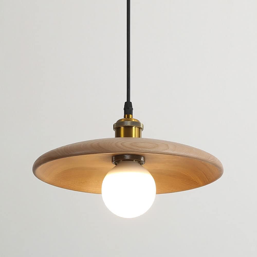 MARURY Vintage Hanging Lamp Dome Wood Pendant Light, Kitchen Island Chandelier Lighting Fixture, Retro Single Head Hanging Light, for Kitchen Island Hallway