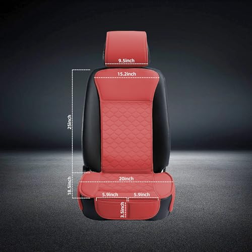 Image of Elantrip 2PCs Front Car Seat Covers Leather Car Seat Protector Universal fit for Most Cars SUVs and Trucks Water Proof Seat Protector Red