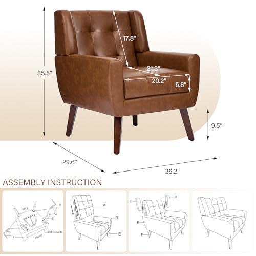 Sillón Plegable Cuero Sintético Café miniatura 2