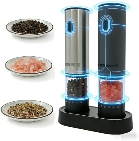 Electric Salt and Pepper Grinder Set Rechargeable Automatic Mills...