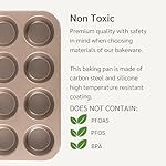Non Toxic Nonstick 12 Cup Muffin Pan | PFOA BPA free Nontoxic Cupcake Tin | Best Non Stick Muffin Pans | Muffin tins | Cupcakes Tray | Carbon Steel Bakeware Mold Trays - Image 4