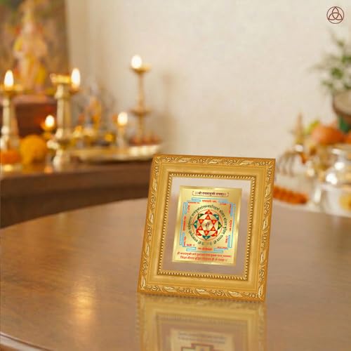 Image of DIVINITI Siddh Energised Shree Baglamukhi Yantra | 24k Gold Plated Foil Victory Protection Vastu Frame for Home, Office & Puja Room | Spiritual Yantra for Protection, Victory & Confidence (12 X 11 CM)