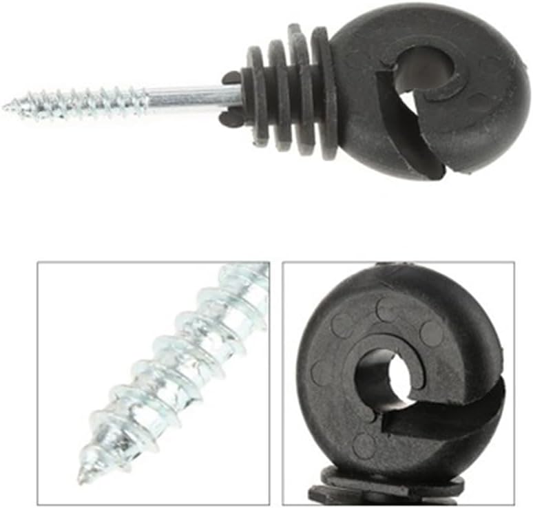 50Pcs Electric Fence Offset Ring Insulator Fencing Screw in Posts Wire Safe Agricultural Garden Supplies Accessories - (Size: M4, Length: 90mm, Color: Black)