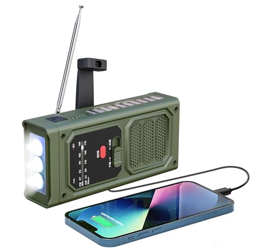 Radio à manivelle avec lampe LED et alarme SOS de survie