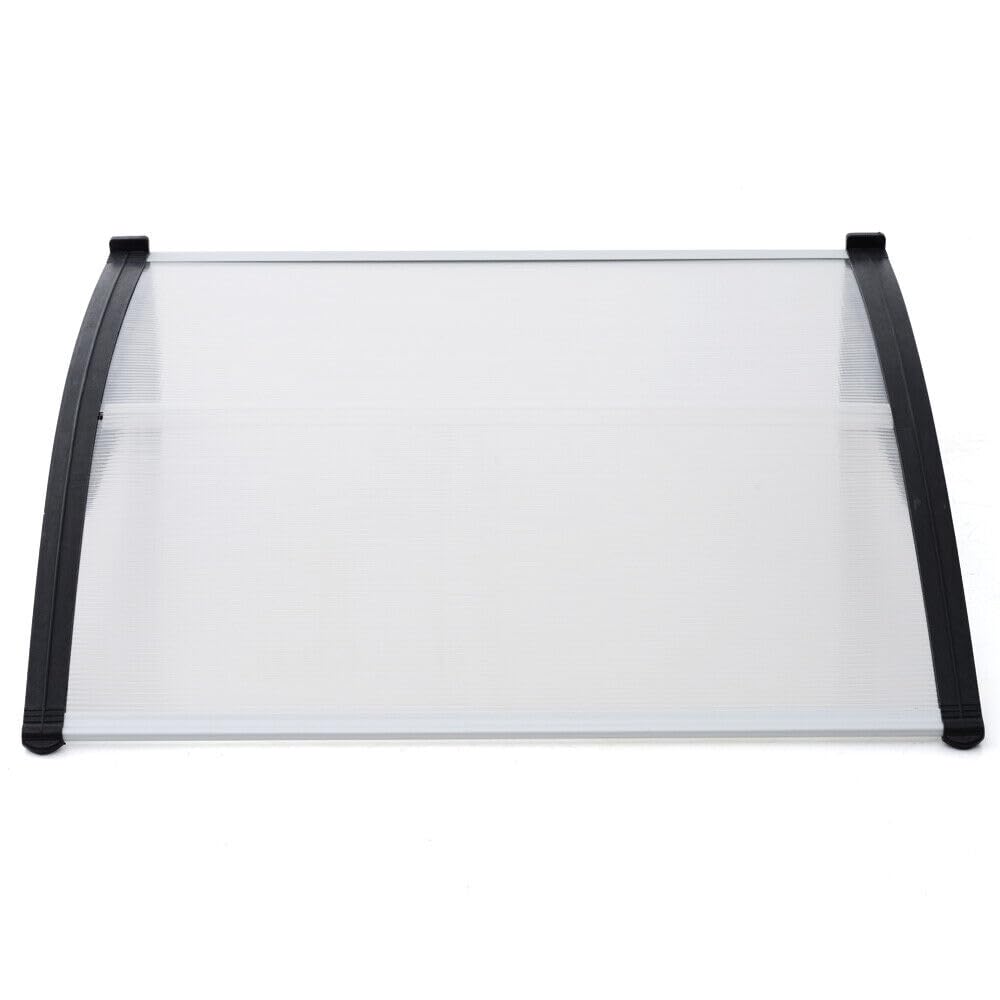 Marquesina, puerta de casa, ventana, toldo transparente, balcones de entrada, soporte de pared de plástico, negro (150 cm)