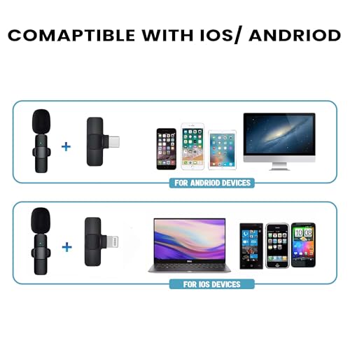 Image of Kratos KMW02 Wireless Mic, Mic Wireless for YouTube, Dual Wireless Microphone with Noise Reduction, 30M Range, Plug & Play, Compatible with iPhone, Android & Tablets (Type-C & Lightning)