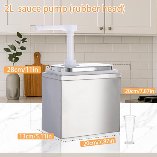 WELKOR 2.11 Quart Condiment Dispenser Pump,Syrup Pump Dispenser with Measuring Cup,Detachable Leak-Proof Design for Sauce, Honey, Syrup,Soy Sauce,Mustard,Cheese (2.11 QT Each, 1 pumphead) - Thumbnail 3