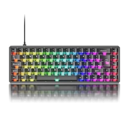 Akko MOD68 HE 8K Rapid Trigger Teclado de aluminio, teclado con efecto Hall, 65% ISO UK QWERTY Layout, RT0,005 mm, teclas de perfil Cherry (negro transparente, interruptor magnético Astroaim)