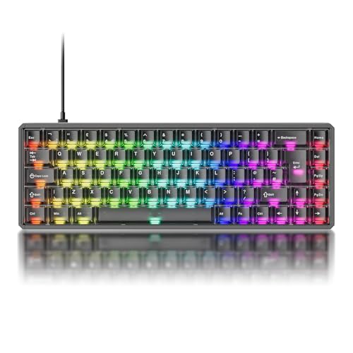 Akko MOD68 HE 8K Rapid Trigger Teclado de aluminio, teclado con efecto Hall, 65% ISO UK QWERTY Layout, RT0,005 mm, teclas de perfil Cherry (negro transparente, interruptor magnético Astroaim)