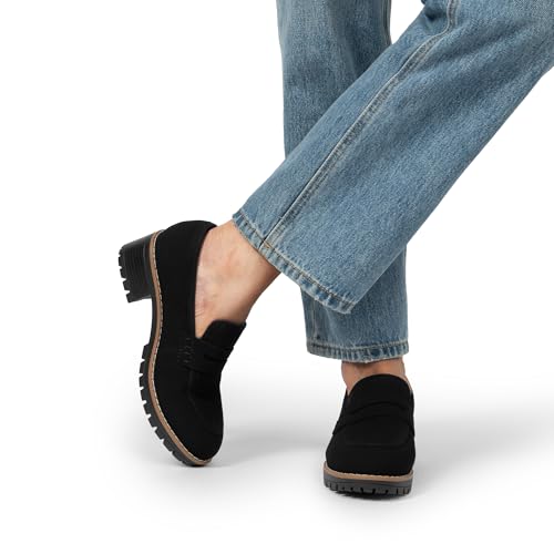 DREAM PAIRS DREAM PAIRS Womens Comfortable Platform Chunky Heel Business Casual Loafers,Size 7.5,Black,SDLS2319W