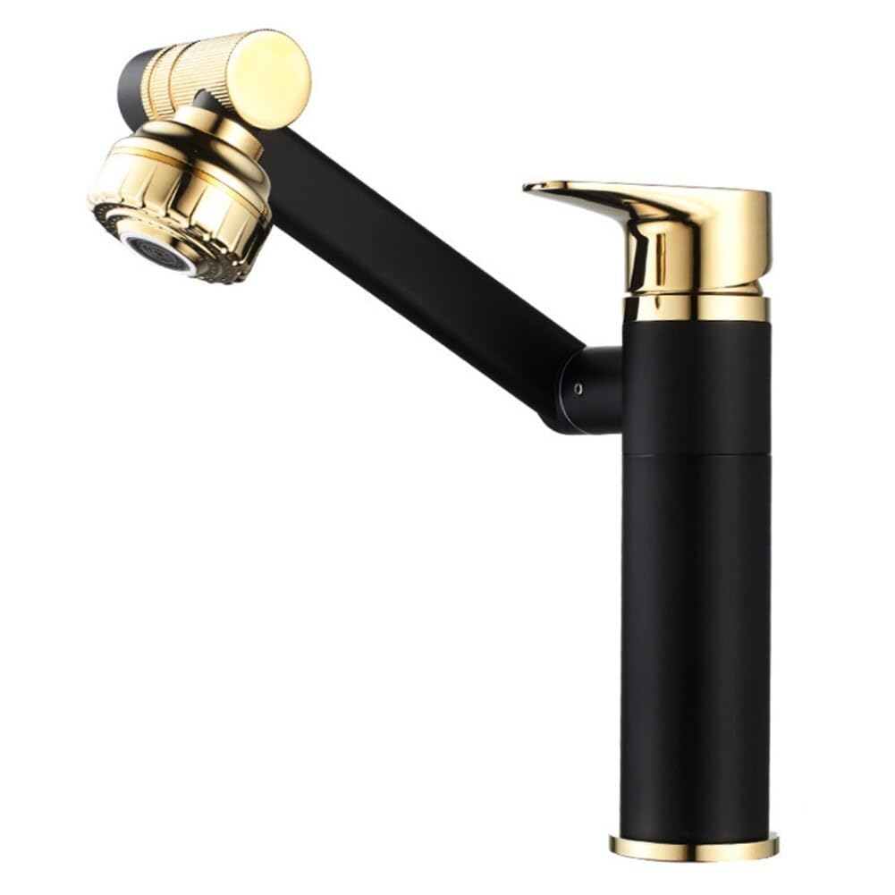 Grifo de lavabo de 1080 grados, grifo de fregadero de cocina, grifo mezclador de baño, grifo aireador, grifo mezclador Gourmet, grifería(Gold Black)