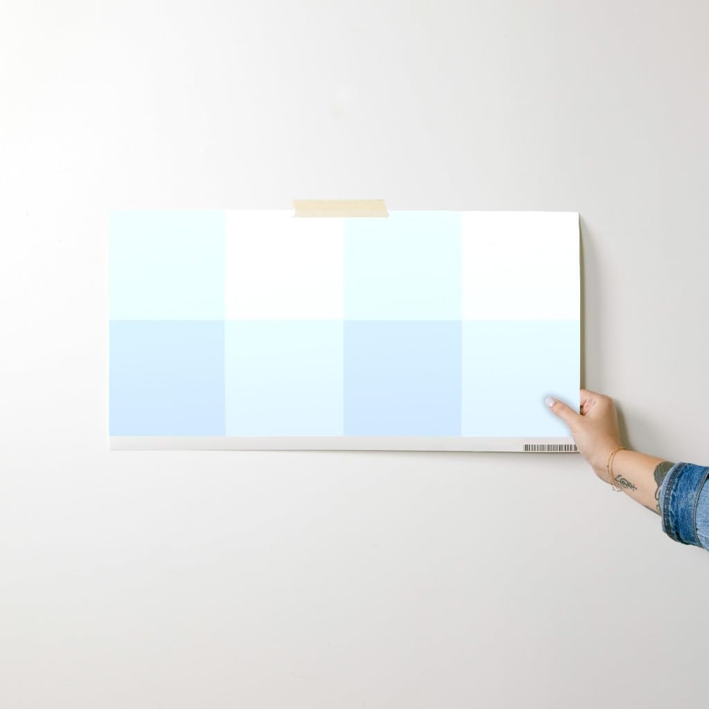 Peel & Stick Wallpaper Swatch - Blue Gingham Check Large Scale Classic Buffalo Plaid 6 Inch Powdery French Country Cottagecore Custom Removable Wallpaper by Spoonflower
