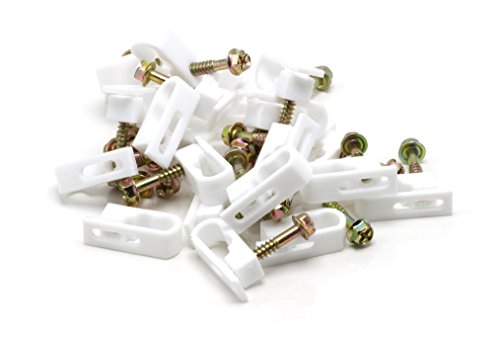 The Cimple Co - Dual, Twin, Or Siamese Coaxial Cable Clips, Cat6, Electrical Wire Cable Clip, 1/2 In Screw Clip And Fastener, White (50 Pieces Per Bag) #TOP1