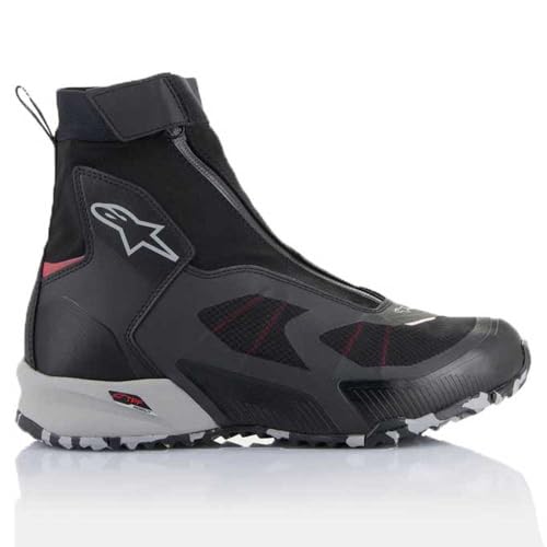Alpinestars CR-8 Gore-Tex waterproof motorcycle shoes, Black Grey Red, 10.5 AU
