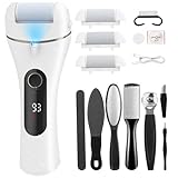 Wolady Electric Callus Remover for Feet, Foot File Rechargeable 3 Speed, Professional Foot Scrubber with 3 Coarse Roller Heads, Waterproof Pedicure Tool Feet Care for Dead Skin (White)