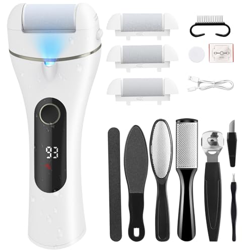 Wolady Rapeuse Pieds Electrique, 14 en 1 Kit de Pédicure Anti-callosités,3 Vitesses,Ponceuse Pied Rechargeable 1200 mAh,Rappe Pieds Pédicure Étanche IPX6,3...