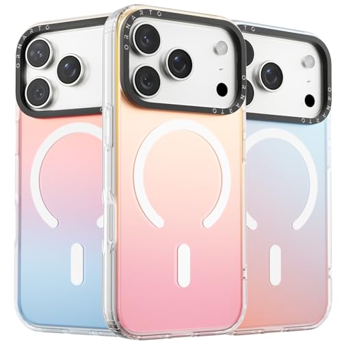 ORNARTO Compatible with iPhone 17 Pro Max for MagSafe Case,Shockproof Protective Rainbow Case,Wireless Charging Magnetic Phone Cases Cover 6.9inch-Sunset