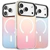 ORNARTO Compatible with iPhone 17 Pro Case 6.3″, Electroplated Iridescent Gradient Cover, Compatible with MagSafe, Slim Rainbow Phone Case – Sunset Red