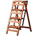Drewniany stołek schodowy 4-stopniowy składany drabina/krzesło schodowe Drewniany wielofunkcyjny składany stołek drabinkowy Biblioteka domowa Wspinaczka drabinkowa Stołki schodowe do szafy sypialnej (kolor drewna)