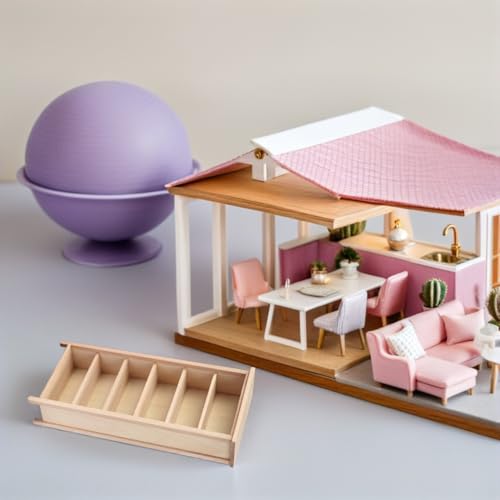 Estantería vertical 1:12 de madera para librería de casa de muñecas mini 6