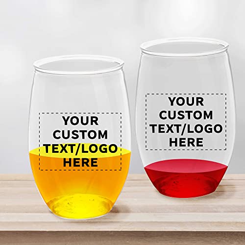 Custom Plastic Stemless Wine Glasses 16 Oz. Set Of 100, Personalized Bulk Pack - Bpa Free, Great For Outdoor Lounges, Poolside, Parties And Other Events - Clear #TOP5