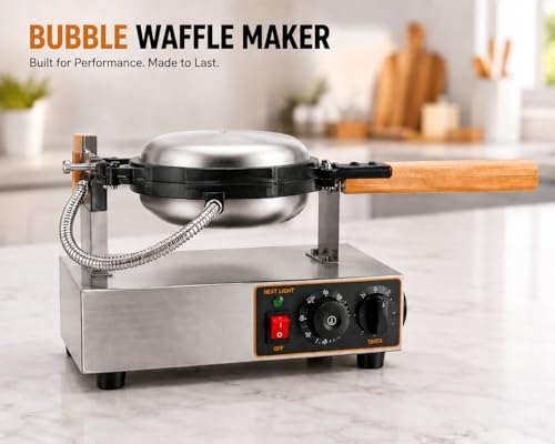 Image of Bubble Waffle Machine, Commercial Electric Egg Waffle Maker, Hong Kong Style Bubble Waffle Baker for Cafe Restaurant