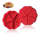 Contenu du Colis : Vous recevrez 2 moules à gaufres en forme de cœur rouges, chacun avec 5 cavités mini-cœurs et mesurant environ 17,8 x 17,8 x 1,5 cm, parfaitement adaptés aux séances de pâtisserie en famille et à la création de délicieuses gourmandises