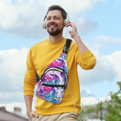 Bolsa sling ajustable de arte abstracto para evitar cargar mochilas pesadas 3