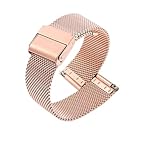EDVTK35 18mm 19mm 20mm 21mm 22mm 23mm 24mm Nuovo nero milanese cinturino in metallo cinturino con perno a sgancio rapido(Rose gold,19mm)