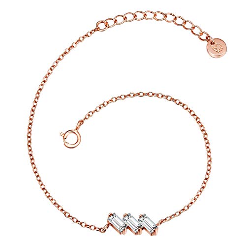 Preisvergleich Produktbild Glanzstücke München Damen-Armband Sterling Silber 925 rosévergoldet mit Anhänger Bergkristall - Edelstein-Armband filigran in Rosegold-Farben