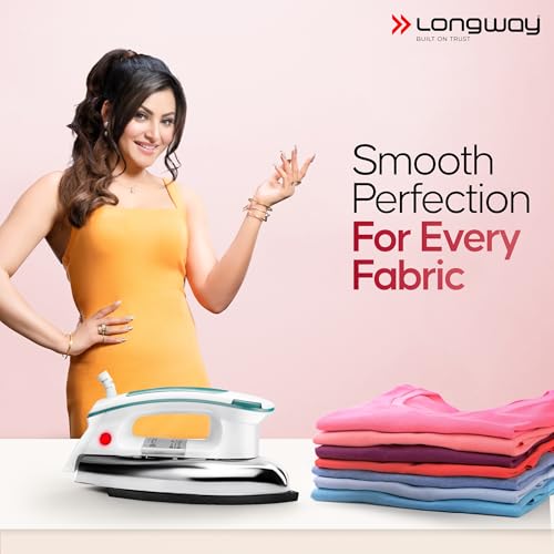 Image of Longway Plancha Heavy Weight Non-Stick Teflon Coated Dry Iron, Electric Iron for Clothes (1200 Watt, Blue, 2 Years Warranty)
