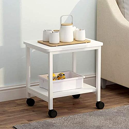 Table de rangement double couche blanche 80x40x48cm pour salon - 3