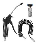 UNLRAE Air Blow Gun Kit,Car Accessories Heavy Duty Air Duster Cleaning Nozzle Blow Spray Tool Kit with 5 Metre Recoil Air Hose and T-Connector,Suitable for Trucks,Trailers,Tractors,Cabs,Cars