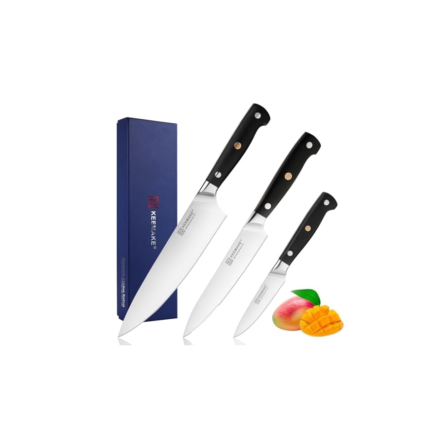 KEEMAKE-Kitchen-Knife-Set-3PCS-Sharp-High-Carbon-Stainless-Steel-Cooking-Knife-Set-with-Ergonomic-Handle-Chef-Knife-Meat-Knife-Paring-Knife-Kitchen-Utensils-Set-for-Meat-Vegetable-Fruit-Cutting KEEMAKE Kitchen Knife Set, 3PCS Sharp High Carbon Stainless Steel Cooking Knife Set with Ergonomic Handle, Chef Knife, Meat Knife, Paring Knife, Kitchen Utensils Set for Meat Vegetable Fruit Cutting