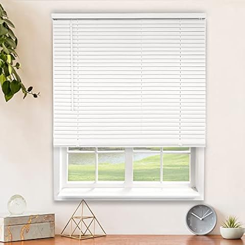CHICOLOGY Custom Blinds for Windows, Mini Blinds, Window Blinds, Door Blinds, Blinds & Shades, Camper Blinds, Mini Blinds for Windows, Horizontal Window Blinds, White, 52" W X 60" H Cover