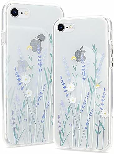 Clear Phone Case Compatible with iPhone 12 mini Soft Silicone Shockproof Transparent TPU Protective Daisy Floral Lavenders Patterns Design Case Girls&Women Cute Cover for iPhone 12 mini
