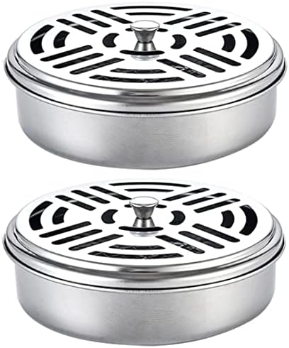 FENGZHAO Mosquito Coil Holder Stainless Steel Coil Incense Burner Portable Mosquito Spiral Holder Box Sandalwood Incense Stick Holder Fireproof Incense Holder,2PCS