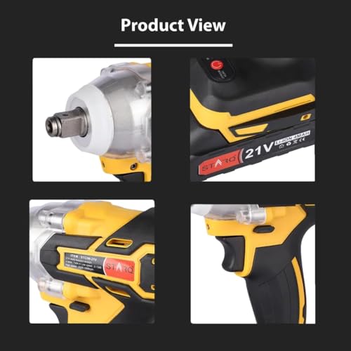 Image of STARQ Heavy Duty 21V Cordless Impact Wrench with 2 Batteries | 2 Variable Speed | Build-In LED Lights | Forward & ReverseSwitch | Yellow (Yellow-Wrench)