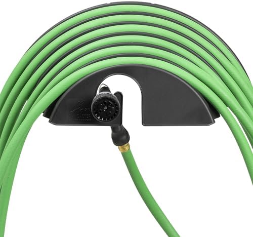 Lancaster Home Products Big Looper Mounted Garden Hose Holder, Indoor/Outdoor Wall Mounted Hose Organizer with J-Hook Holds up to 75