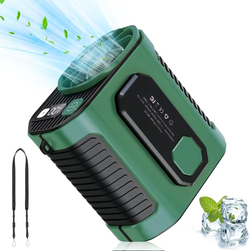Aire acondicionado móvil, ventilador de aire acondicionado portátil, funciona con batería de 5000 mAh, tiempo de trabajo máximo de 8.5 horas, ventilador de cinturón de clip de 100 velocidades, aire