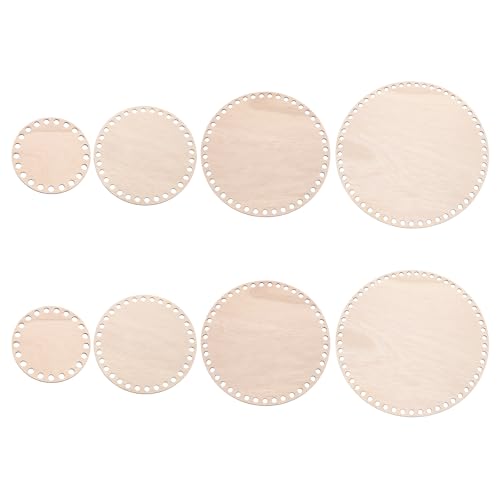 Base ronde en bois pour crochet PATIKIL - Lot de 8 fonds de panier de 10 à 25 cm