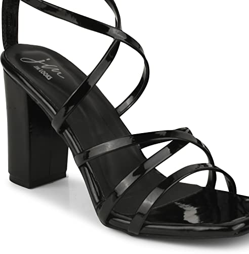 Image of JM LOOKS Fashion Casual Strappy Block Heels Sandals For Womens & Girls TSH-1-Black-37-X