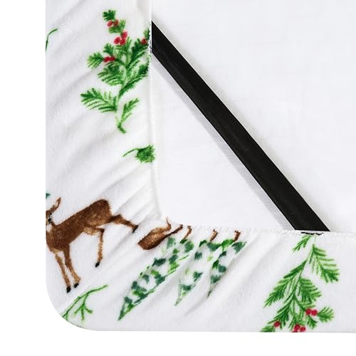 Elegant Comfort Luxuriously Soft 4-Piece Holiday Velvet Plush Flannel Sheet Set - Premium Quality - Cozy Warm, Christmas Fuzzy Velvet Flannel Fleece Deep Pocket Sheet Set - Twin, Enchanted Woods