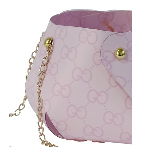 Image of Oasis Pack of 10 Flower Bouquet Gift Bags with Handles | Valentine's Day Gifting Bags for Her & Him | Goodie Bags for Wedding Return Gifts, Birthday, Bridal & Baby Shower | 14 x 15 x 12 cm | Pink