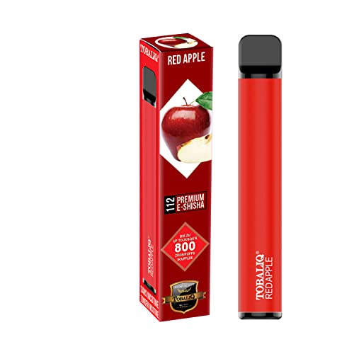 2 STÜCK - Premium Einweg E-Shisha, nikotinfrei, elektronisch, 800 Züge, fruchtige Sorten (Red Apple)
